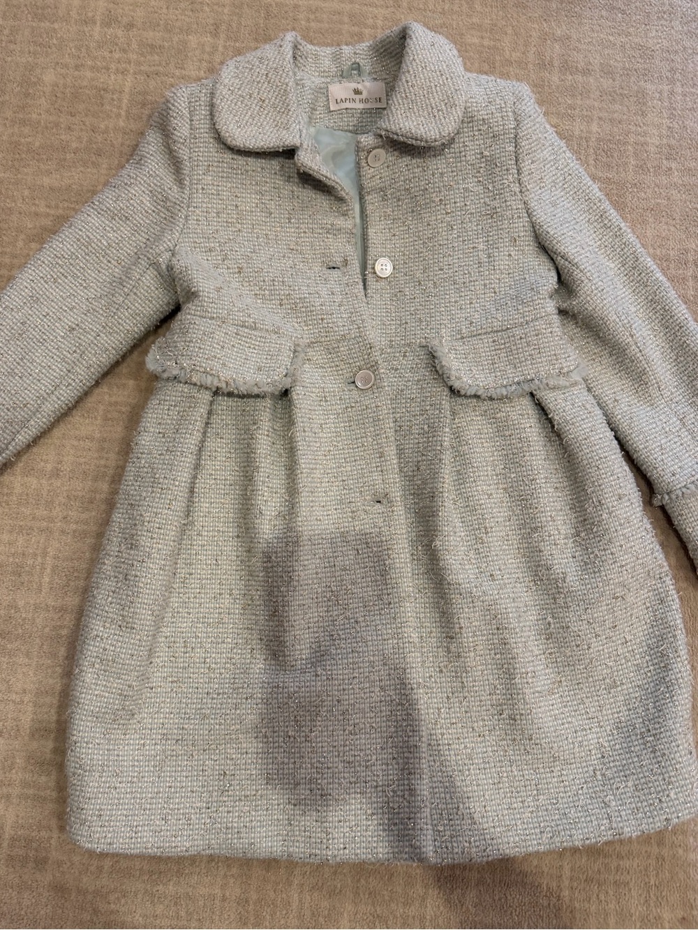 Girls' Light Gray Tweed Coat Lapin House